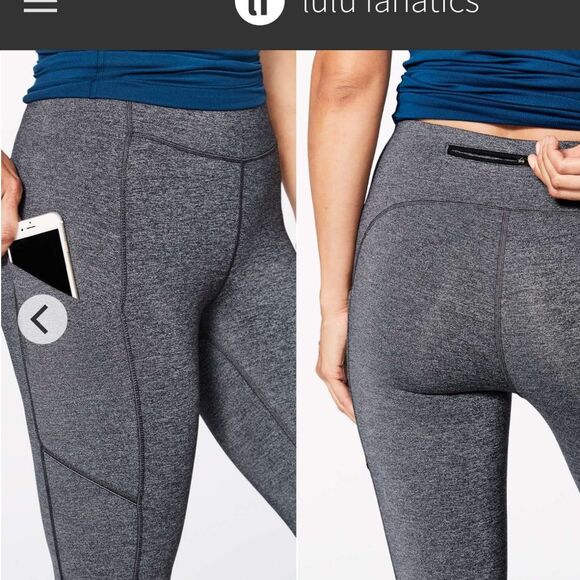 Lululemon Women’s Grey Speed Up Crop (21") Heathered Black Crop Leggings Sz 4 - Picture 3 of 8